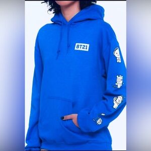 BT21 Music Fun Hoodie in Blue Color - Juniors Size Large =  Woman’s Size Medium